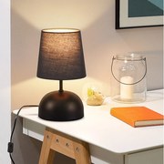 NETTLIFE Lampka nocna z kablem, Czarna lampa stołowa z tkaniny, Nowoczesna lampka nocna do sypialni z kablem, Żarówka nie jest dołączona