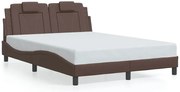 Brązowe podświetlane łóżko ze skóry ekologicznej 140x200 E9-H15