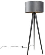 Lampa podłogowa statyw czarna z szarym kloszem 50 cm - Tripod Classic Nowoczesny Oswietlenie wewnetrzne