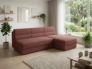 Rozkładana dwustronna sofa narożna do L TAVERO SLIM 201x140 cm, ciemnoróżowa
