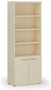 Szafa biurowa kombinowana PRIMA WOOD, drzwi na 2 poziomach, 800 x 420 x 2128 mm, brzoza