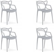 Zestaw 4 jasnoszarych plastikowych krzeseł KATO