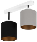 Lampa sufitowa biała dwupunktowy spot z szaro-czarnymi abażurami C-330