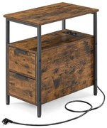 Stolik boczny z wbudowanymi gniazdami elektrycznymi i portami USB ROD brązowy/czarny
