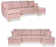 Narożnik Wigo BIG rozkładany z funkcją spania Family Meble welur różowy