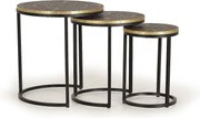 Zestaw 3 stołów plateau bronze et piètement metal