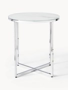 Stolik pomocniczy ze szklanym blatem o wyglądzie marmuru Antigua