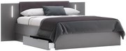 Szare Nowoczesne Łóżko Z Oświetleniem Led 160X200 Cm T4-B15