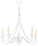 Biały pięcioramienny żyrandol świecznik nad stół - A755 A6-F98