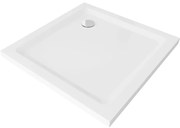 Mexen Flat brodzik kwadratowy slim 70 x 70 cm, biały, syfon chrom - 40107070