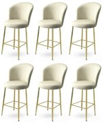 Zestaw krzeseł barowych Alte Cream and Gold, 6szt., 6 szt.