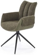 Oliwkowe tapicerowane krzesło z podłokietnikami M4-M65