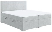 Łóżko kontynentalne MANHATTAN 140x200 jasno szare velvet z pojemnikiem LAVERTO