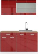 Pojedyncza kuchnia czerwony wysoki połysk/biały 140x60x81.6 r-line