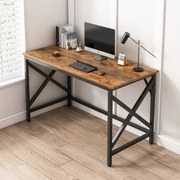 Biurko komputerowe industrialne stolik rustykalny brąz metalowa rama loft