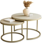 Zestaw 2 kaszmirowych stolików kawowych na złotej podstawie P6-T53