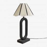 Lampa Stołowa Z Drewna Mango I Wełny Loucia Nizina Czarna - Sklum