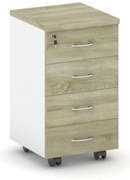 Szafka na kółkach MIRELLI, 400 x 480 x 650 mm, biały/dąb sonoma