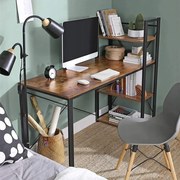 Biurko w stylu industrialnym z wbudowanym regałem – 120x60x120 cm, wykonane z metalu i płyty wiórowej (MDF).