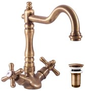 RAV Slezák MK121.0/8SM - Bateria umywalkowa + odpływ MORAVA RETRO mosiądz antyczny