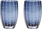 Zafferano Perle Blue and Grey zestaw 2 szklanek dmuchane szkło, 32 cl, ręcznie robione