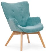 Turkusowy sztruksowy fotel Niko – Ropez