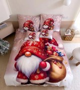 PrzytulneMieszkanie.pl PrzytulneMieszkanie.pl 3D Bawełniana pościel SANTA GNOME czerwona + poszewka na poduszkę 40x50 cm gratis Rozmiar pościeli: 70 x 90 cm | 140 x 200 cm