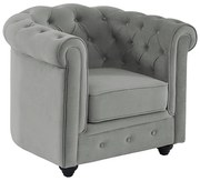 Fotel CHESTERFIELD - Jasnoszary welur