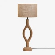 Lampa Stołowa Z Drewna Mango Gracia Drewno Mango & Beżowy Len Ø30 Cm - ↑20 Cm Arlina - Sklum