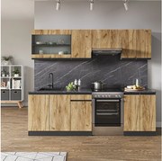 Zabudowa kuchenna złoty dąb power/antracyt 240x46x81.6 raul