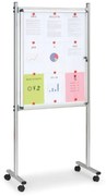 Gablota wewnętrzna na stojaku, 720 x 980 mm, magnetyczna, jednostronna, z kółkami