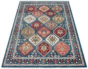 Prostokątny niebieski dywan w geometryczne wzory M0-P11