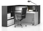 Zestaw biurowy narożny SEGMENT, lewy, biały/grafit