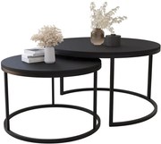 Komplet 2 czarnych okrągłych stolików kawowych T7-F91
