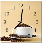 Zegar szklany kwadratowy Kawa