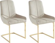 Zestaw 2 krzeseł z weluru i złotego metalu - Beżowy - BERLONA
