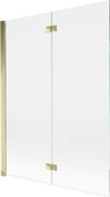 Mexen Mist parawan nawannowy 2-skrzydłowy lewy 130 x 150 cm, transparent, złoty - 8A9-130-002-50-00-L