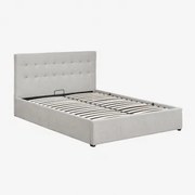 Łóżko Z Tapicerowanym Pojemnikiem Na Pościel Abiel Tkaniny Szary & 180 X 200 Cm - Sklum