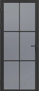 Blok drzwiowy odwracalny z aluminium i szkła hartowanego dymionego – W204 x S93 cm – Czarny – SEROTO
