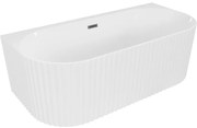 Mexen Sella wanna wolnostojąca przyścienna ryflowana 170 x 80 cm, biała połysk, przelew gun metal - 52711708000-95