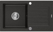 Mexen Pablo zlewozmywak granitowy 1-komorowy z ociekaczem 752 x 436 mm, czarny/złoty metalik, syfon chrom - 6510751010-75
