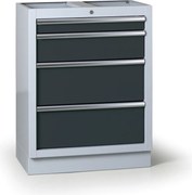 Szafka warsztatowa do blatu G2, 4 szuflady, 680 x 455 x 910 mm, grafitowy