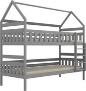 Łóżko piętrowe domek FELIKS 200x90 szare drewniane KOCOT KIDS