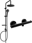 Mexen Erik zestaw prysznicowy natynkowy z deszczownicą i baterią prysznicową termostatyczną Slim, czarny - 77105205-70