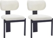 Zestaw 2 krzeseł z bukli i drewna kauczukowego - Biały i Czarny - WILANA