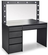 Czarna toaletka z podświetlanym lustrem i szufladami W4-E75