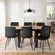 Zestaw Stół Kwadratowy Rozkładany MAX 80-160 cm Dąb Craft/Czarny i 6 Krzeseł ROBIN Czarnych Welurowych