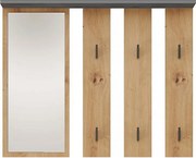 Wieszak Parma | Antracyt/Dąb Artisan | 100x15x81,5 cm | Lustro i Wieszaki