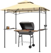 Outsunny Pawilon Grillowy z Oświetleniem LED 240 x 150 x 258 cm Odporny na Wodę i Ogień, Pergola z Podwójną Warstwą Dachu