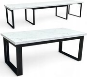 Stół Duży Czarny + Marmur EGGER 100x200 rozkładany do 400 cm Metalowe Nogi